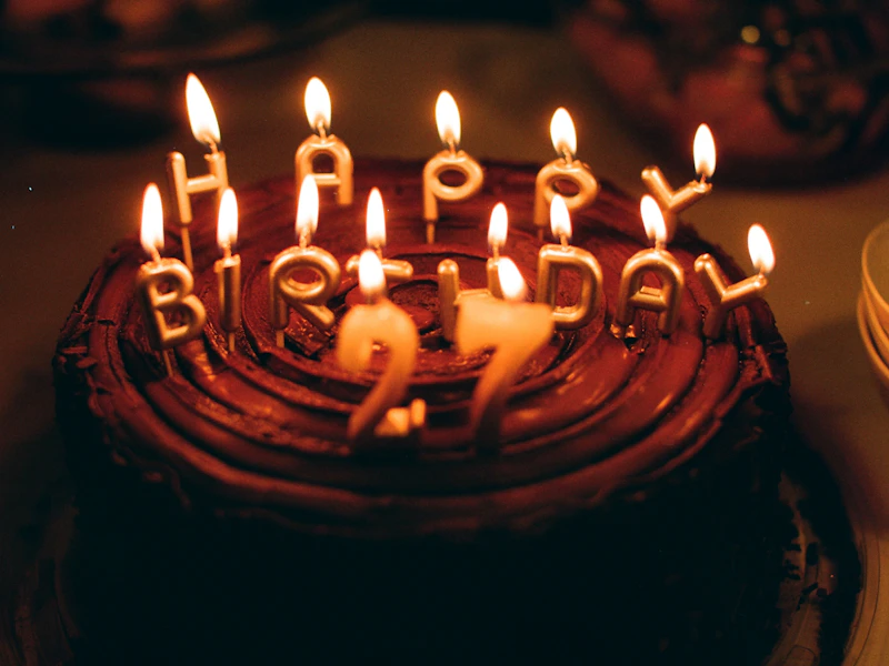 Birthday celebration with catered food spread