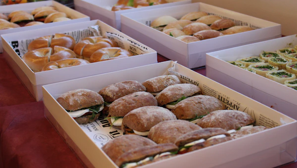 Neatly presented corporate working lunch with individual portions